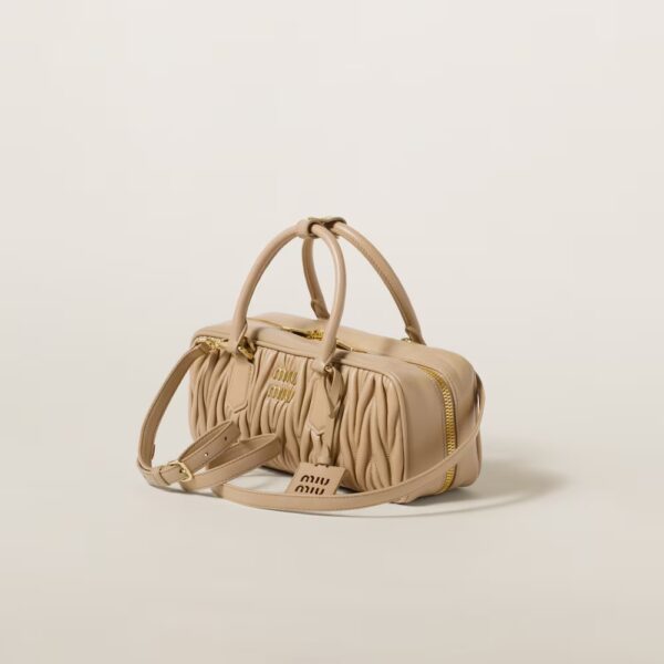 Arcadie Matelassé Large Soft Lamb Leather Handbag Sandy yellow