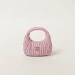 Wander Matelassé Soft Lamb Nappa Small Crescent Moon Bag Snow Pink