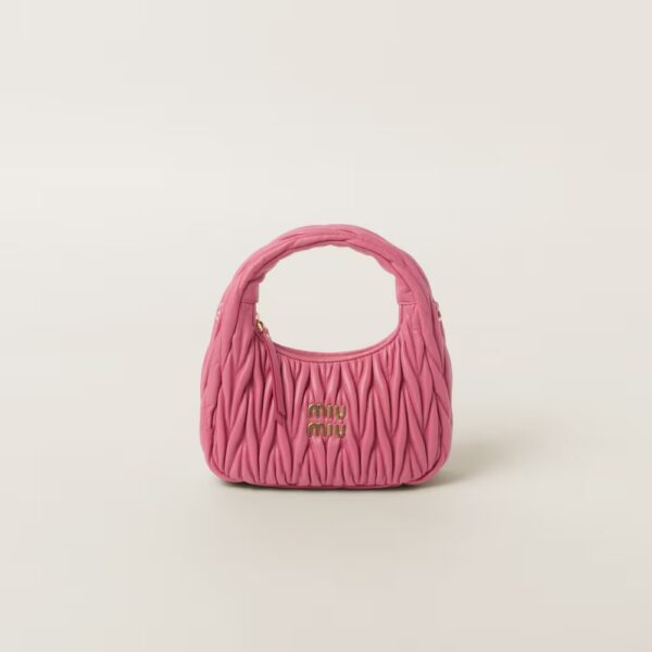 Wander Matelassé Soft Lamb Nappa Small Crescent Moon Bag Peach Blossom Pink
