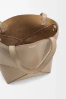 Mini Puzzle Fold tote in shiny calfskin