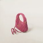 Wander Matelassé Soft Lamb Nappa Small Crescent Moon Bag Peach Blossom Pink