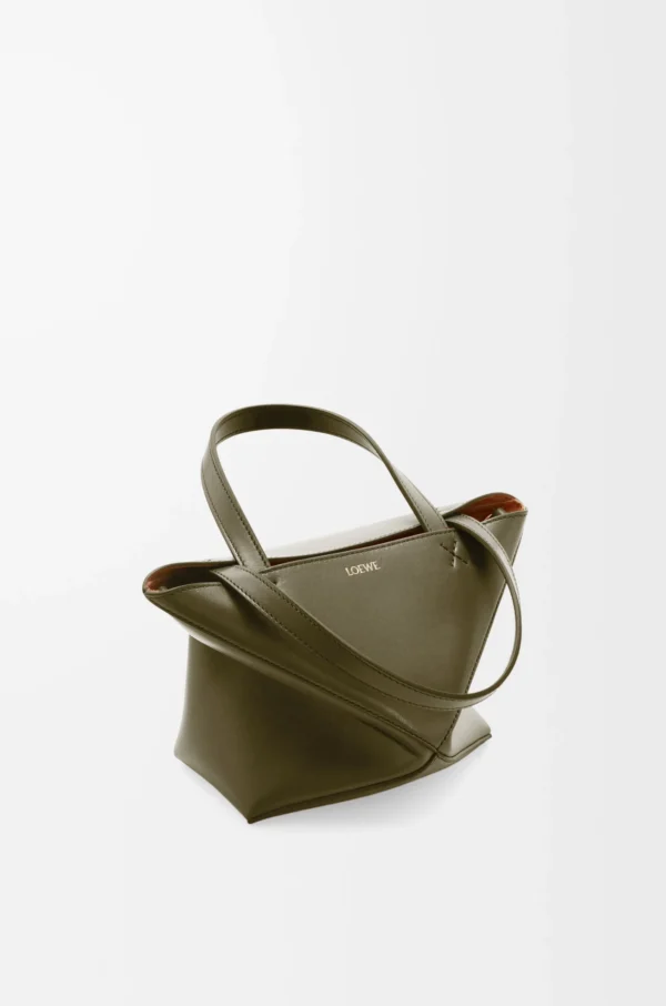 Mini Puzzle Fold tote in shiny calfskin