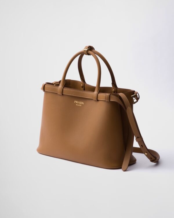 Prada Buckle Medium Leather Double-Belted Handbag
