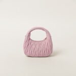 Wander Matelassé Soft Lamb Nappa Small Crescent Moon Bag Snow Pink