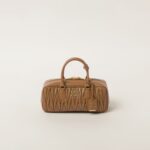 Arcadie Matelassé Large Soft Lamb Leather Handbag caramel color