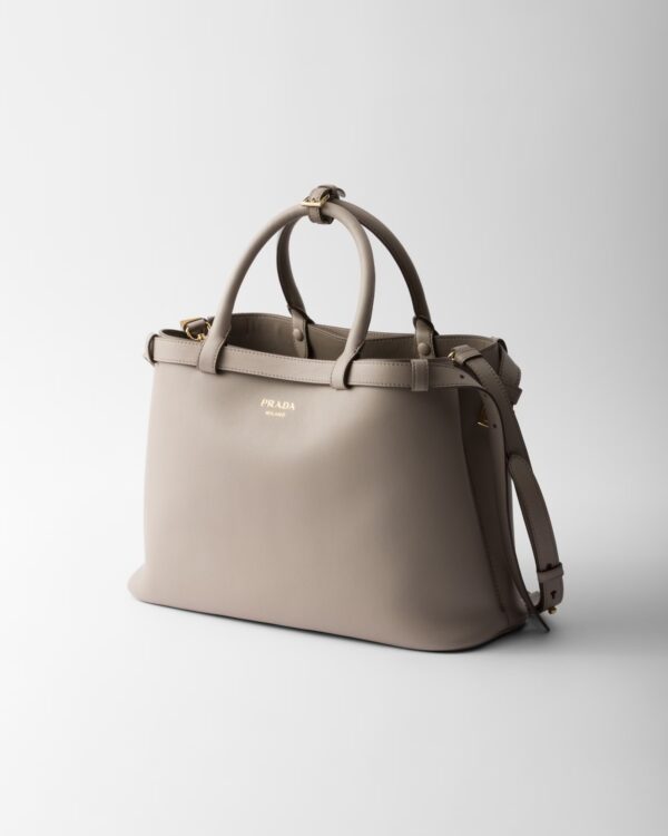 Prada Buckle Medium Leather Double-Belted Handbag